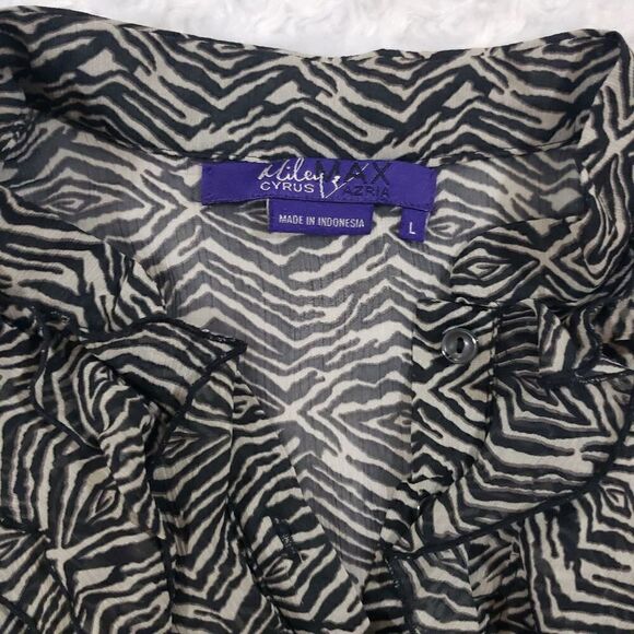 Miley Cyrus Max Azria size large zebra print sheer ruffle top - Picture 5 of 5